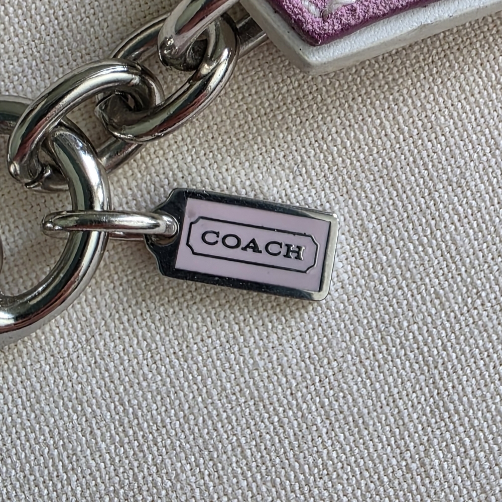 Coach Letter A Bag Charm Purple Suede Leather Keychain Hangtag Y2K - Picture 3 of 8